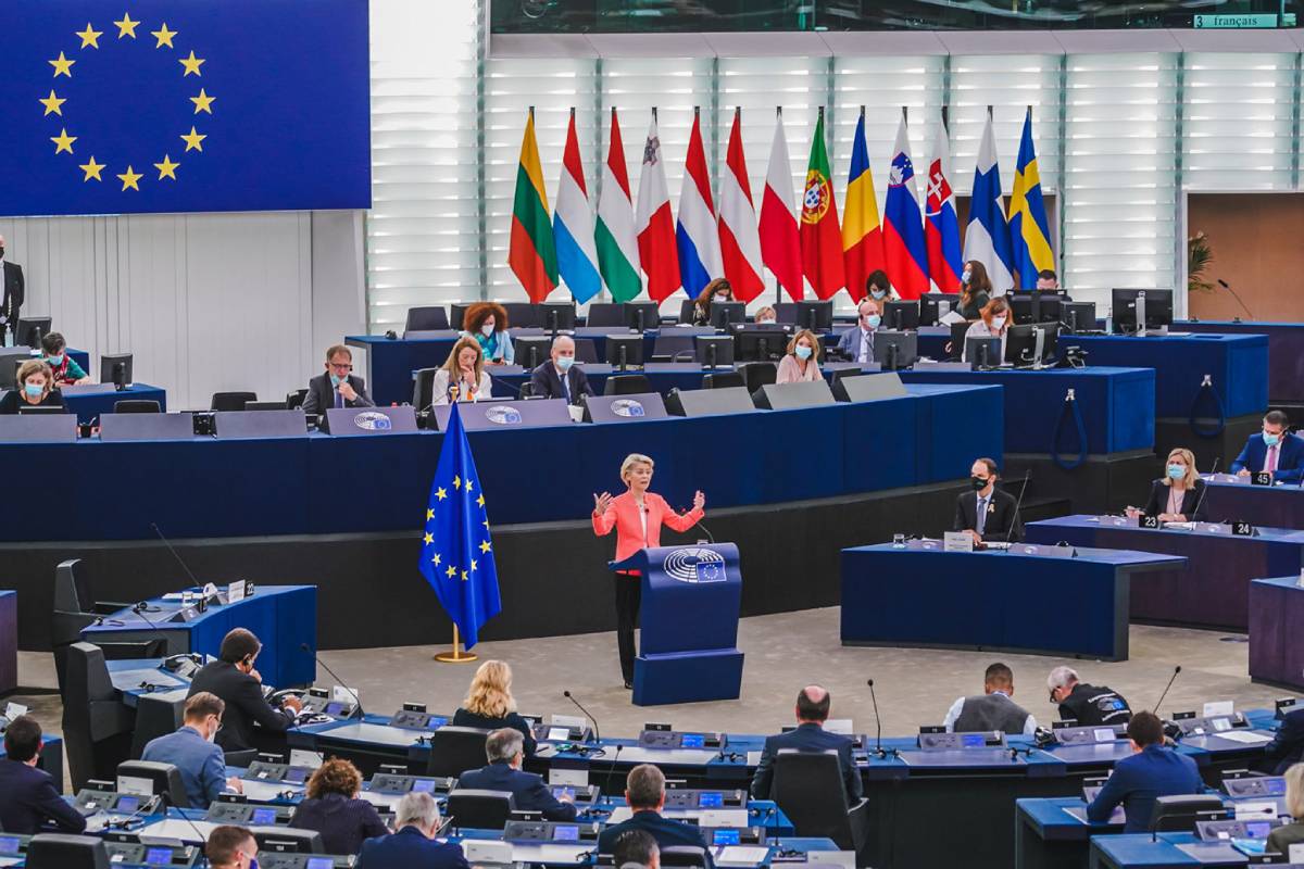 La presidenta de la Comisión Europea, Ursula von der Leyen, en el debate sobre el Estado de la UE el pasado mes de septiembre.